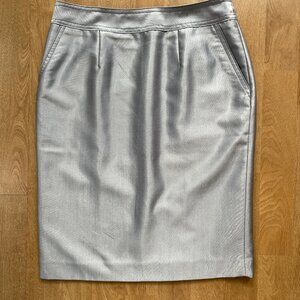 Calvin Klein shiny silver pencil skirt, soft poly-rayon blend (2P)